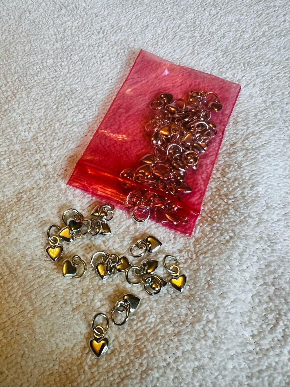 Silver tone Heart Charm Connectors for Women - Pack of 48.